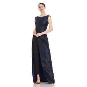 NWTs, Kay Unger AMAL WALK THRU JUMPSUIT in Navy Size 6 #LD123